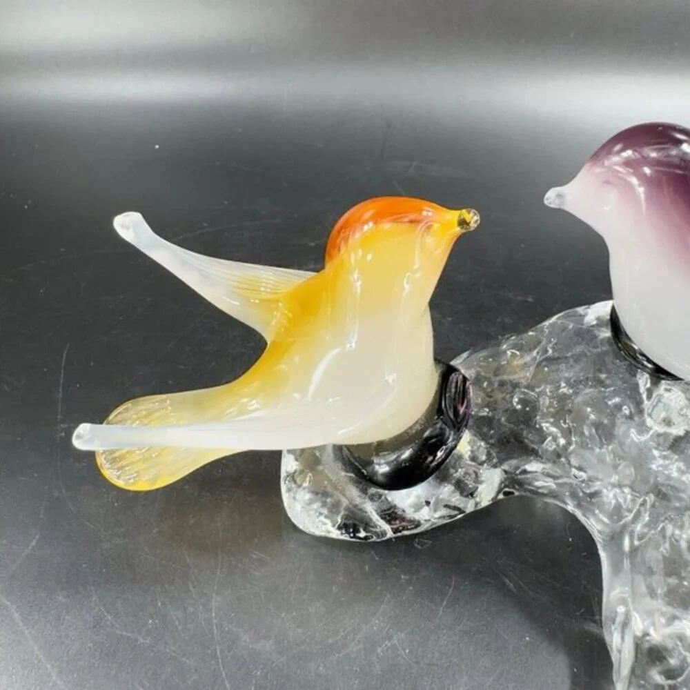 Venetian Italian Glass Love Birds Figurine Decor Opaline‎ Glass Hand Made AS IS